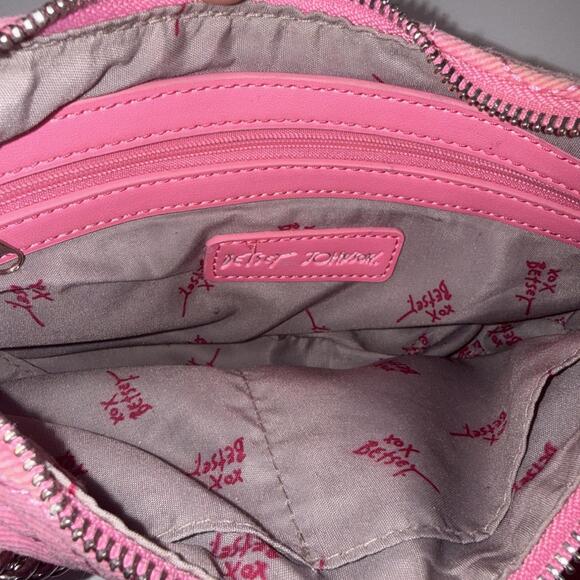 Betsey Johnson XOVALLI Pink Skull Crossbones Embroidered Crossbody Shoulder Bag - Picture 5 of 12